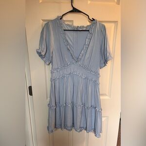 Light Blue Ruffled Boutique Dress